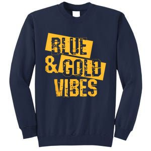 On Game Day Football We Wear Blue And Vibes Gold School Spirit Tall Sweatshirt