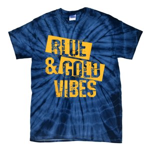 On Game Day Football We Wear Blue And Vibes Gold School Spirit Tie-Dye T-Shirt