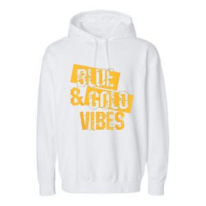 On Game Day Football We Wear Blue And Vibes Gold School Spirit Garment-Dyed Fleece Hoodie