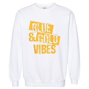 On Game Day Football We Wear Blue And Vibes Gold School Spirit Garment-Dyed Sweatshirt