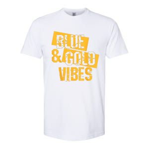 On Game Day Football We Wear Blue And Vibes Gold School Spirit Softstyle CVC T-Shirt