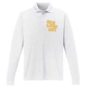 On Game Day Football We Wear Blue And Vibes Gold School Spirit Performance Long Sleeve Polo