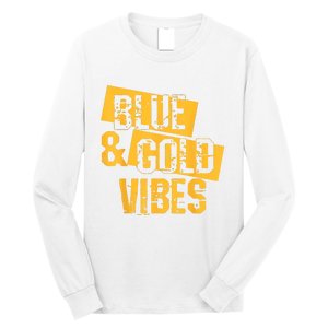 On Game Day Football We Wear Blue And Vibes Gold School Spirit Long Sleeve Shirt