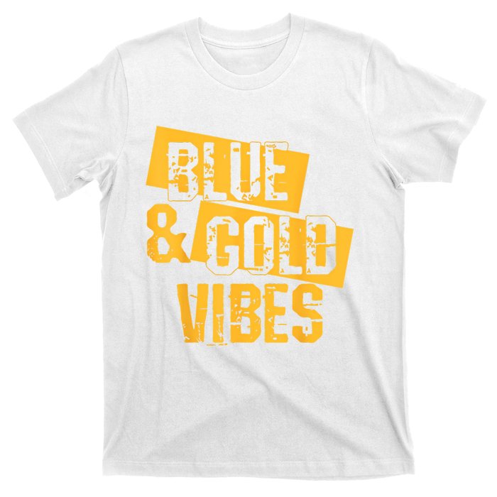 On Game Day Football We Wear Blue And Vibes Gold School Spirit T-Shirt