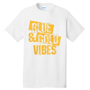 On Game Day Football We Wear Blue And Vibes Gold School Spirit Tall T-Shirt