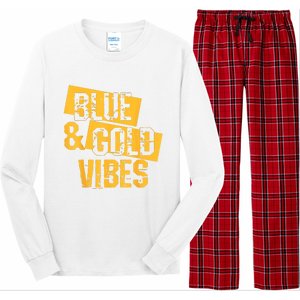 On Game Day Football We Wear Blue And Vibes Gold School Spirit Long Sleeve Pajama Set