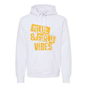 On Game Day Football We Wear Blue And Vibes Gold School Spirit Premium Hoodie