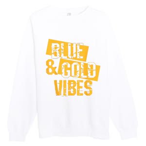 On Game Day Football We Wear Blue And Vibes Gold School Spirit Premium Crewneck Sweatshirt