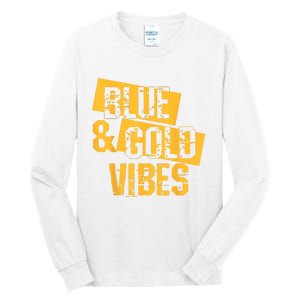 On Game Day Football We Wear Blue And Vibes Gold School Spirit Tall Long Sleeve T-Shirt