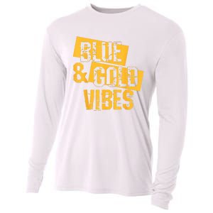 On Game Day Football We Wear Blue And Vibes Gold School Spirit Cooling Performance Long Sleeve Crew