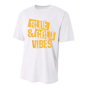 On Game Day Football We Wear Blue And Vibes Gold School Spirit Performance Sprint T-Shirt