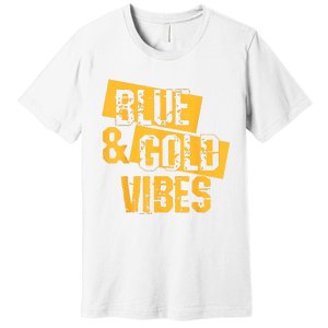 On Game Day Football We Wear Blue And Vibes Gold School Spirit Premium T-Shirt