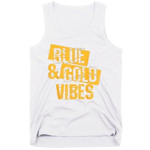 On Game Day Football We Wear Blue And Vibes Gold School Spirit Tank Top