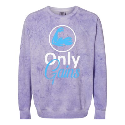 Only Gains Funny Gym Fitness Workout Bodybuilding Lifting Colorblast Crewneck Sweatshirt