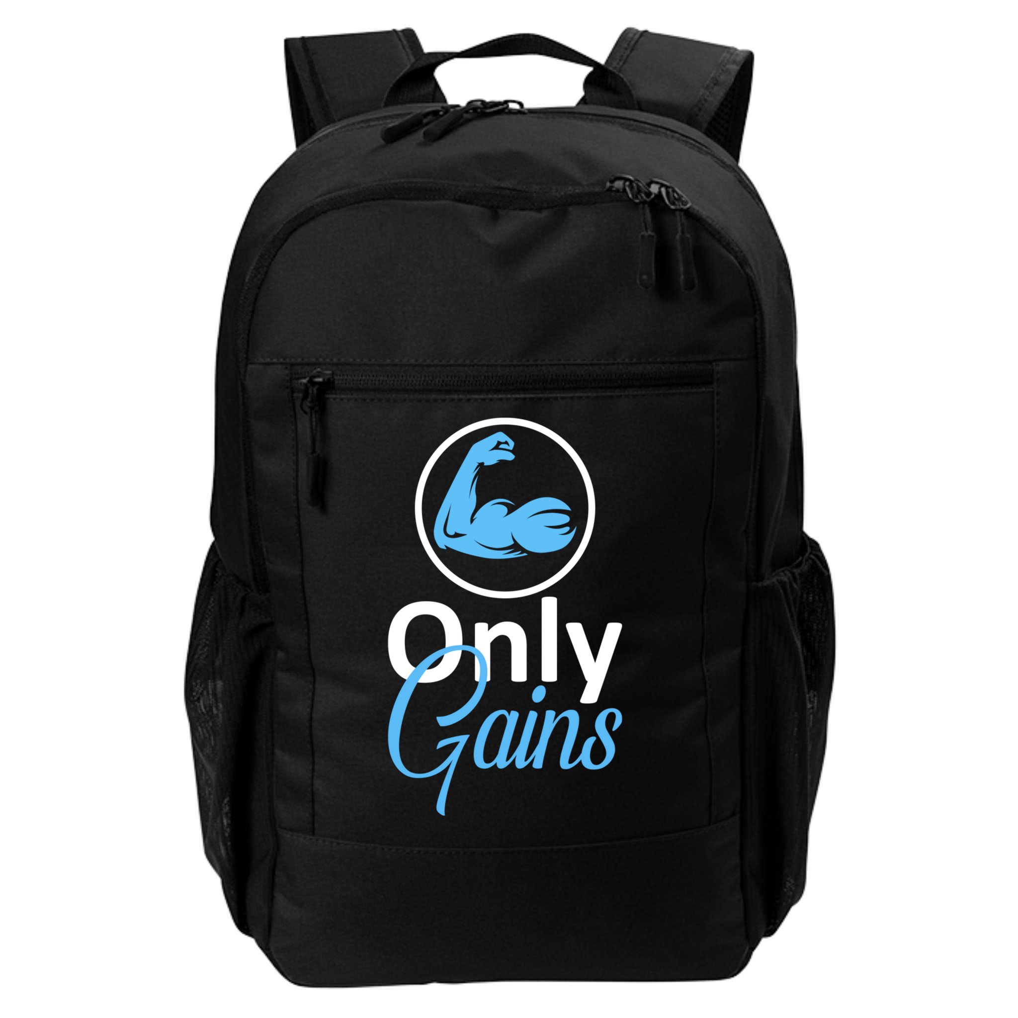 Only Gains Funny Gym Fitness Workout Parody Backpack