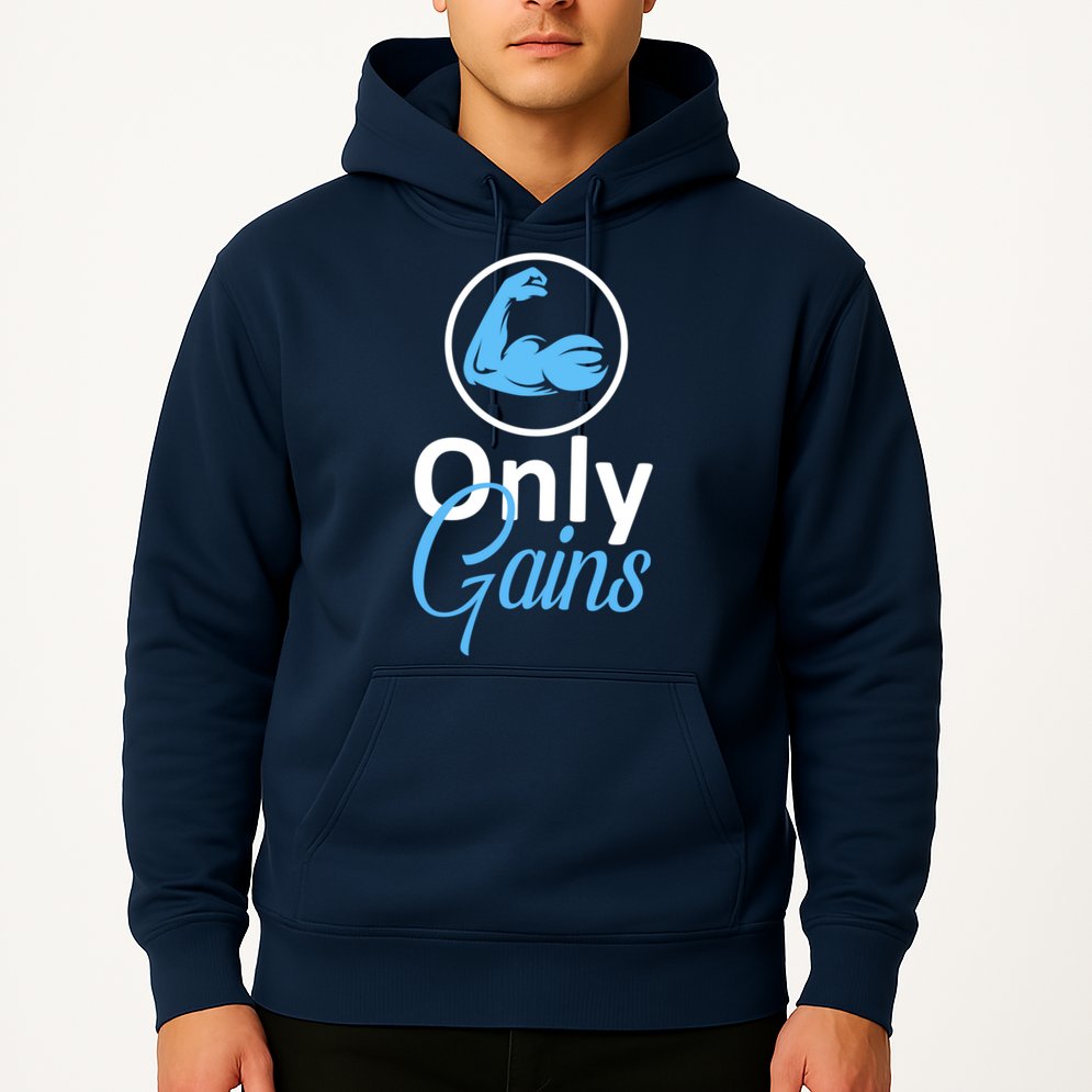 Only Gains Funny Gym Fitness Workout Parody Hoodie