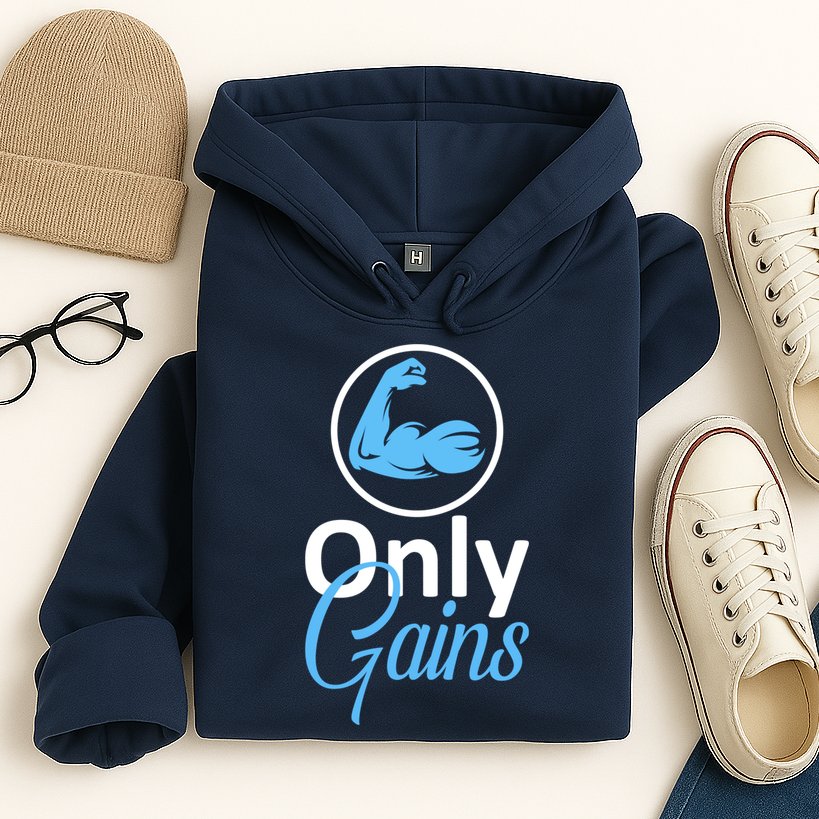 Only Gains Funny Gym Fitness Workout Parody Hoodie