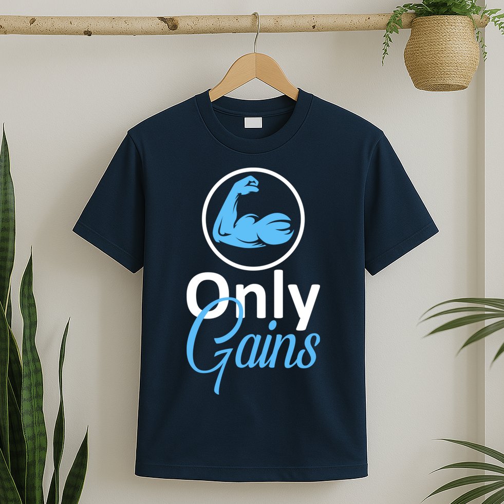 Only Gains Funny Gym Fitness Workout Parody T-Shirt