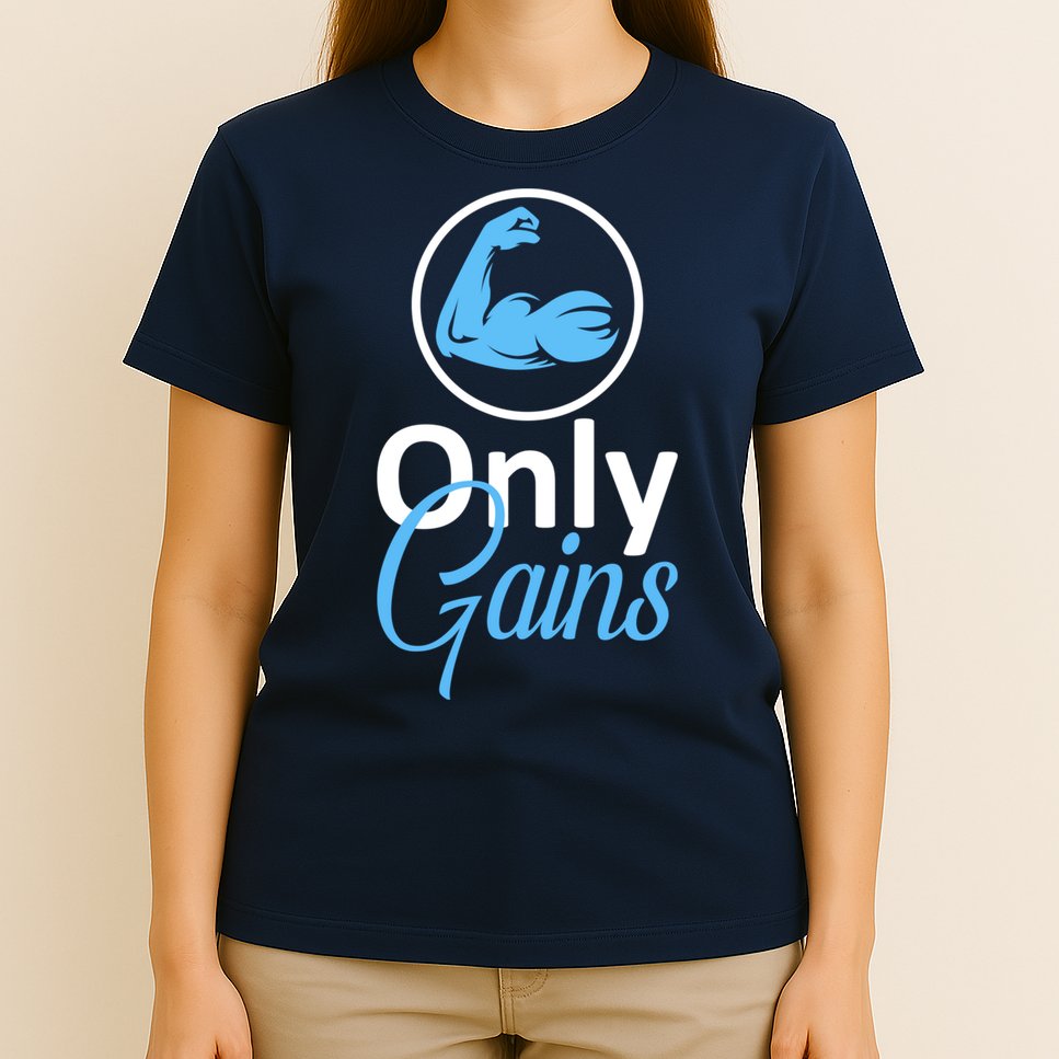 Only Gains Funny Gym Fitness Workout Parody T-Shirt