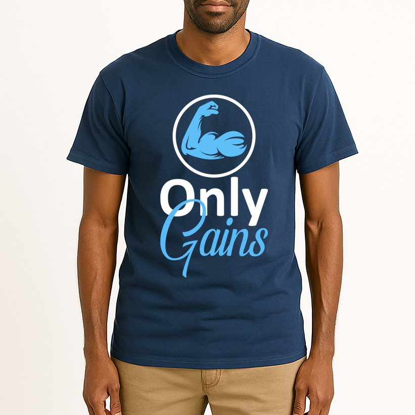 Only Gains Funny Gym Fitness Workout Parody Tall T-Shirt