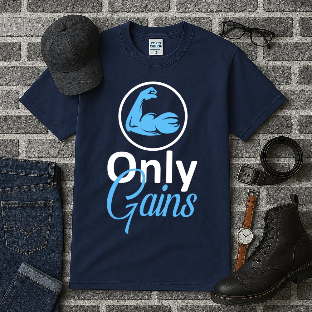 Only Gains Funny Gym Fitness Workout Parody Tall T-Shirt