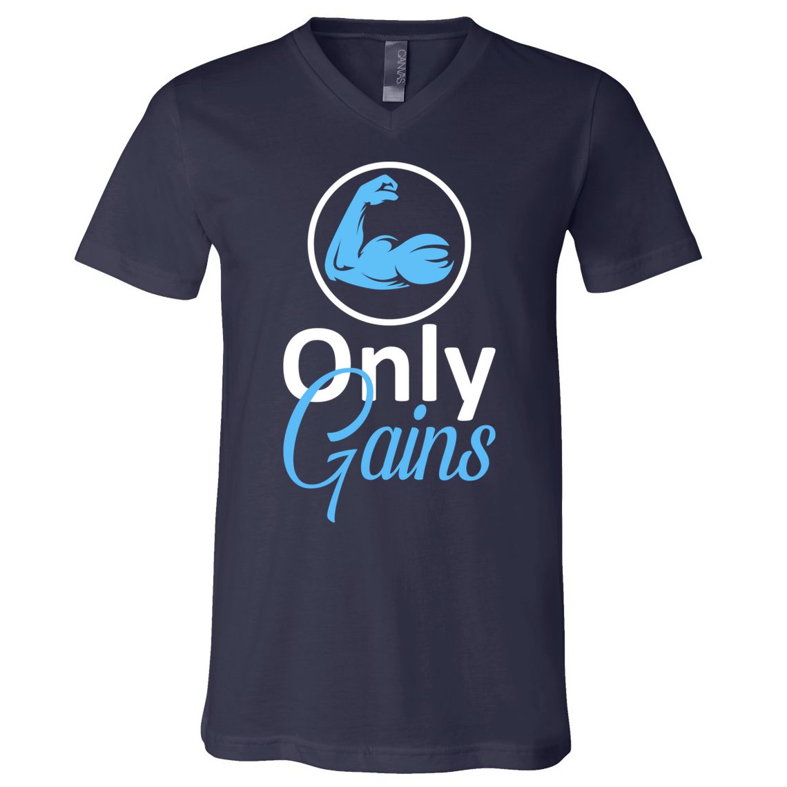 Only Gains Funny Gym Fitness Workout Parody V-Neck T-Shirt