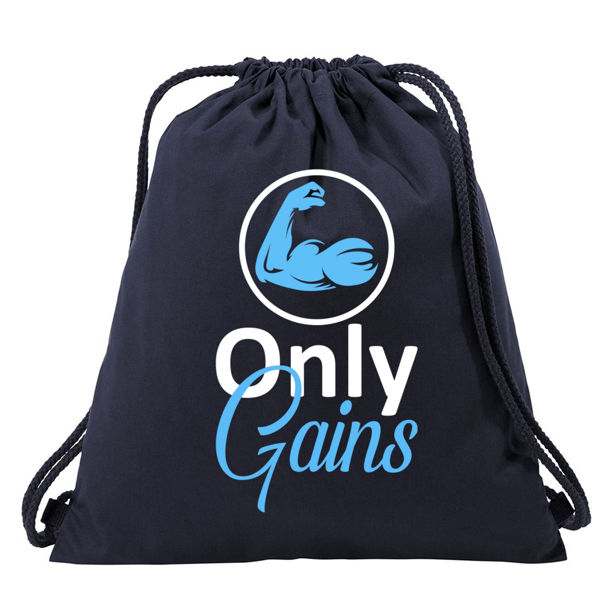 Only Gains Funny Gym Fitness Workout Parody Drawstring Bag