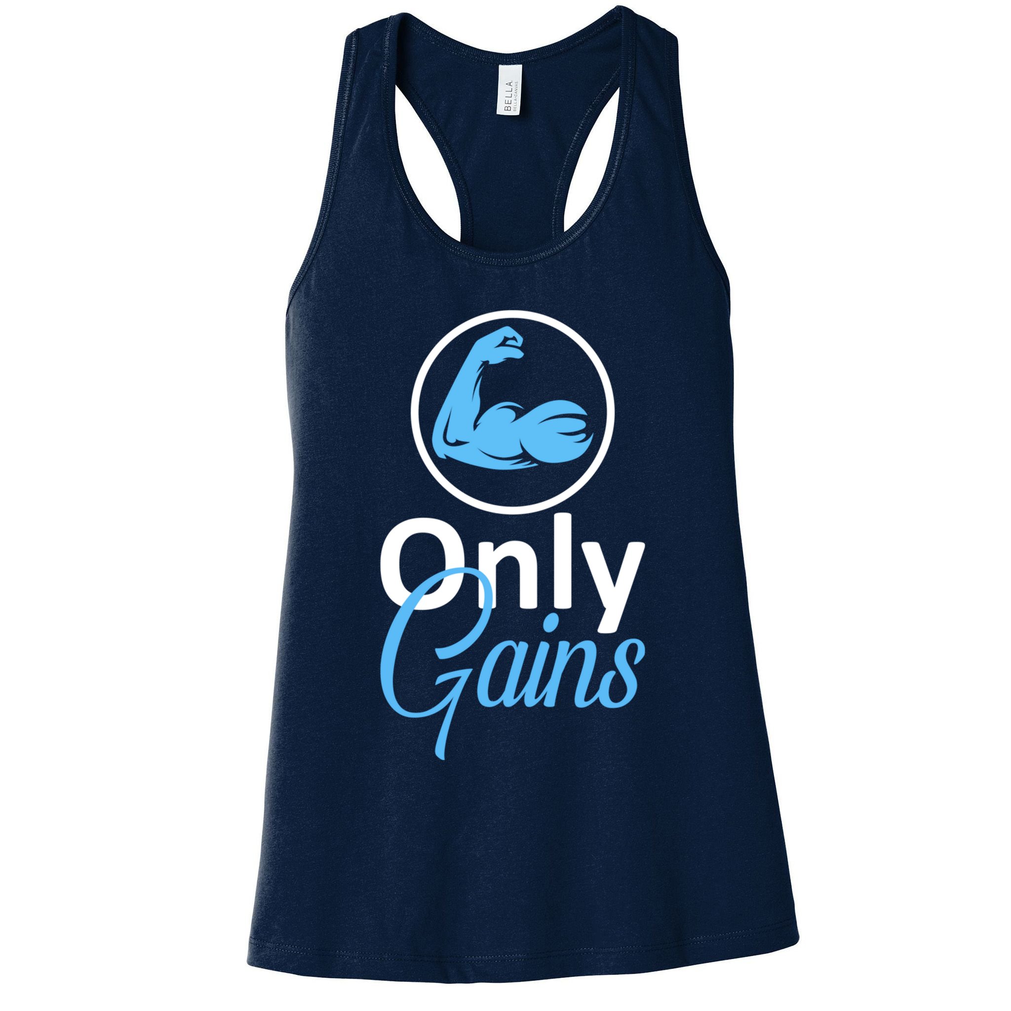 Only Gains Funny Gym Fitness Workout Parody Womens Tank Top