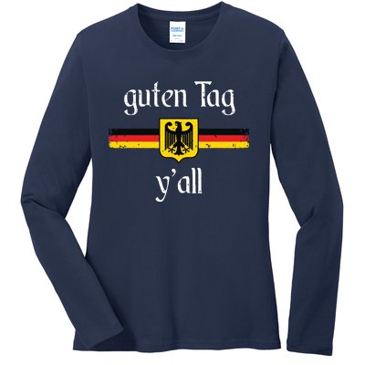 Oktoberfest German Flag Eagle Prost Guten Tag YAll Ladies Long Sleeve Shirt