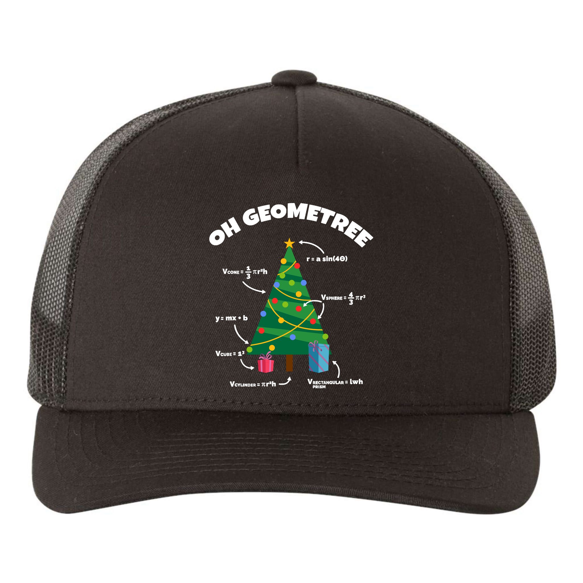 Oh Geometree Funny Christmas Tree Math Teacher Yupoong Adult 5-Panel Trucker Hat