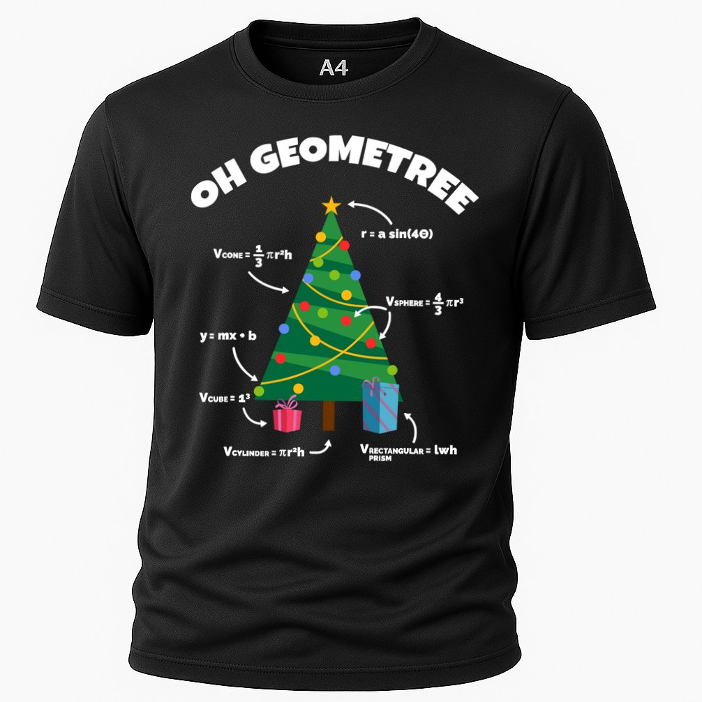 Oh Geometree Funny Christmas Tree Math Teacher Cooling Performance Crew T-Shirt