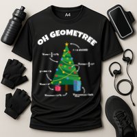 Oh Geometree Funny Christmas Tree Math Teacher Cooling Performance Crew T-Shirt