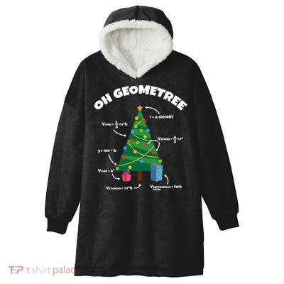 Oh Geometree Funny Christmas Tree Math Teacher Hooded Wearable Blanket