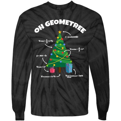 Oh Geometree Funny Christmas Tree Math Teacher Tie-Dye Long Sleeve Shirt
