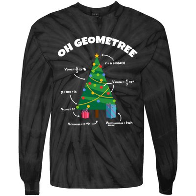 Oh Geometree Funny Christmas Tree Math Teacher Tie-Dye Long Sleeve Shirt