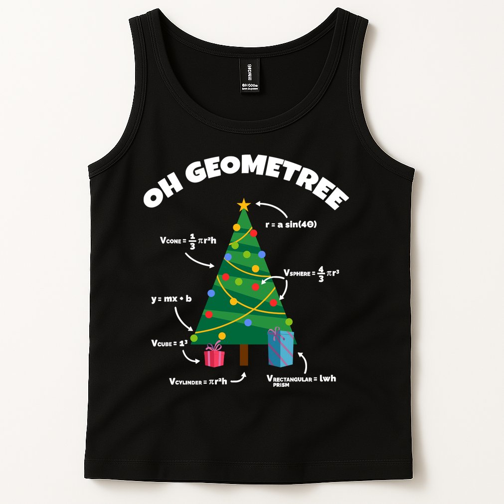 Oh Geometree Funny Christmas Tree Math Teacher Tank Top