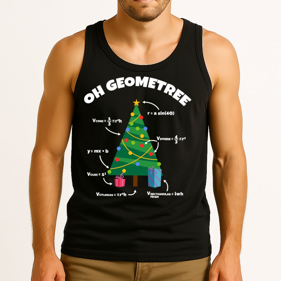 Oh Geometree Funny Christmas Tree Math Teacher Tank Top