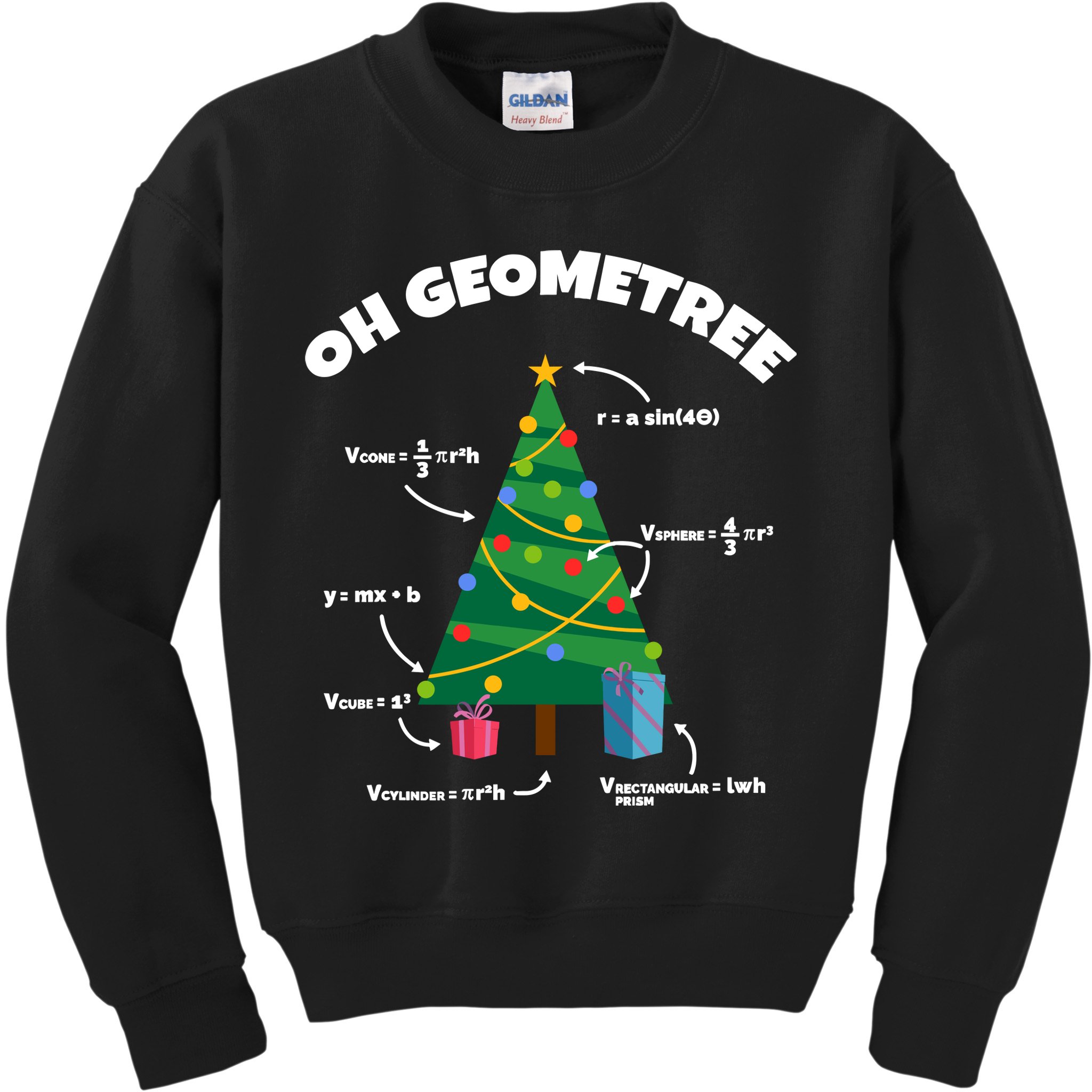 Oh Geometree Funny Christmas Tree Math Teacher Kids Sweatshirt