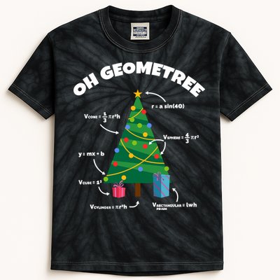 Oh Geometree Funny Christmas Tree Math Teacher Kids Tie-Dye T-Shirt