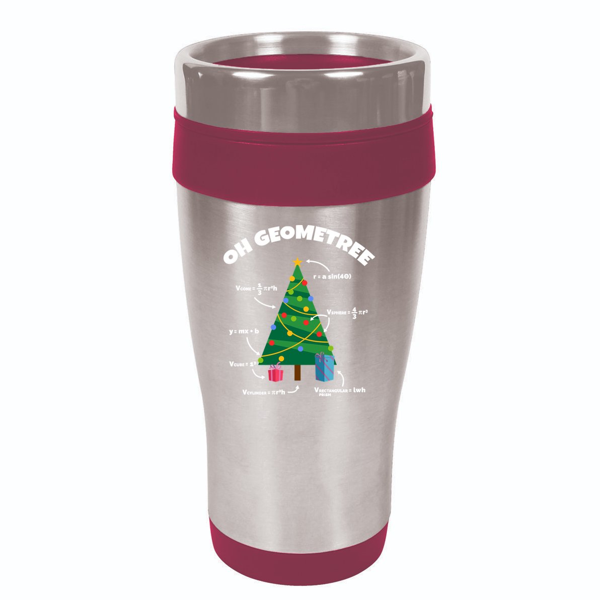 Oh Geometree Funny Christmas Tree Math Teacher 16oz Travel Tumbler