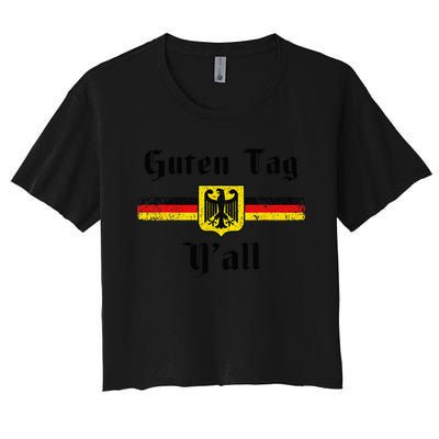 Oktoberfest German Flag Eagle Prost Guten Tag Y'all Fun Women's Crop Top Tee