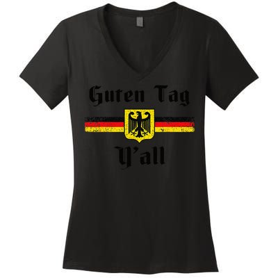 Oktoberfest German Flag Eagle Prost Guten Tag Y'all Fun Women's V-Neck T-Shirt