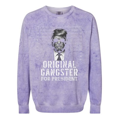 Original Gangster For President Donald Trump Mugshot Colorblast Crewneck Sweatshirt