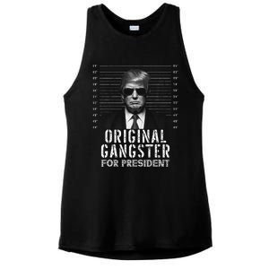 Original Gangster For President Donald Trump Mugshot Ladies PosiCharge Tri-Blend Wicking Tank