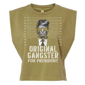 Original Gangster For President Donald Trump Mugshot Garment-Dyed Women's Muscle Tee