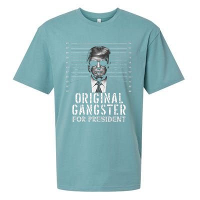 Original Gangster For President Donald Trump Mugshot Sueded Cloud Jersey T-Shirt