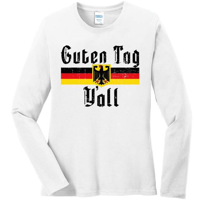 Oktoberfest German Flag Eagle Prost Guten Tag YAll Ladies Long Sleeve Shirt