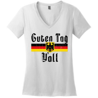 Oktoberfest German Flag Eagle Prost Guten Tag YAll Women's V-Neck T-Shirt