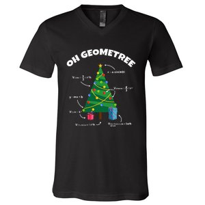 Oh Geometree Funny Christmas Tree Math Teacher V-Neck T-Shirt