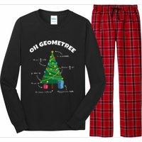 Oh Geometree Funny Christmas Tree Math Teacher Long Sleeve Pajama Set